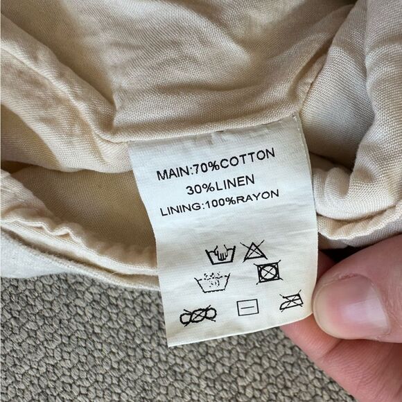 Hello Molly Sunset Glowing Strapless Ruffle Romper in Oatmeal Cotton Linen XS - Picture 4 of 7